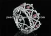 Wholesale-Wholesale Flower Girl / Baby Heart Crystal Full Circle Round Pink Mini Crown Tiara CT1777