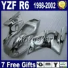 Обтекатель комплект для YZF-R6 98-02 YAMAHA YZF600 YZF R6 1998 1999 2000 2001 2002 белый синий черный мотоцикл обтекатели комплект GG3 + 7 подарки