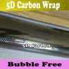 Super Glossy Black 5D Carbon Fiber Vinyl Wrap Car Wrapping Air Bubble Free Gloss Foil Vehicle Wrapping Film size 1.52x20m/Roll