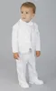 Feito sob encomenda Dois Botões White Boy's Formal Wear Ocasião Notch Lapela De Cetim Crianças Smoking Ternos Da Festa de Casamento (Jacket + Pants + Vest + Tie) K3