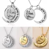 Mode-Anhänger-Halskette „Ich liebe dich bis zum Mond und zurück“, Retro-Silber-Anhänger-Halskette, Gold/Silber-Halskette, Charm-Anhänger, Liebes-Mond-Halskette
