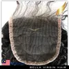 Maleisische haar sluiting Virgin Menselijk Hairsweaves Krullend Haarbundels met Kantsluiting (4x4) Natuurlijke kleur 4pcs / Partij Belhahair
