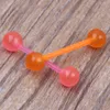 Mix 8 Colors Wholes Body Jewelry Uv Acrylic 100pcs Lot Tongue Rings Glow In Dark Barbell Piercing6699153