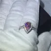 Jóias artesanais de Prata Esterlina 925 anéis de noivado de casamento para as mulheres Pear corte 3ct Rosa 5A cristal de zircão Bijoux