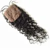 Chiusura dei capelli Estensioni dei capelli vergini peruviani Colore naturale Chiusure in seta con parte centrale (4x4) con fasci di capelli 3 pezzi onda profonda
