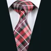 Classic Red Plaid Tie Set Pocket Square Cufflinks Jacquard Woven Formal Silk Business Tie Work Meeting Leisure N-0376