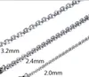 100 metri / rotolo vendita diretta fabbrica di gioielli trovare forte collegamento catena a maglia in acciaio inox fai da te jewlery marcatura sottile 1.5mm / 2mm / 2.3mm / 3mm