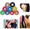 Retail 5cm * 5m Kinesiologi Kinesio Roll Bomull Elastisk Lim Muskel Sport Kinesiologi Tape Bandage Physio Strain Skada Support Kneepad