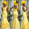 2019 Bellanaija Robes de soirée de style sirène Femme Bellanaija Asoebi Tabrics Robe Prom Styles en dentelle Robes de soirée Clavin2799372