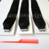 50g 20pcs Glue Skin Weft Tape in Hair Extensions brazilian Indian Human hair 18 20 22 24inch #1/Jet Black