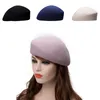 Unisex kobiety mężczyźni 100% wełniane pochylone sukienka kościelna fascynator Beret Hat Pillbox Party A468