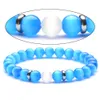 Nuovo braccialetto in pietra opale naturale con distanziatore in acciaio inossidabile 8 mm gioielli con cinturino in occhio di gatto bianco blu per donna uomo