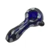 Nieuwe collectie olie brander fumed glazen lepel buizen blauw glazen hand pijp buis met witte stippen en knikkers