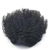 Afro Puff Drawstring Ponytail for Black Women Curly Hair Ponytails Extension, Dark Brown Bun Pony tail Clip on Human-Hair Extensions Remy 120g