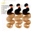 Ombre brasilianska mänskliga hårförlängningar Två tonfärg 1b / 27 # Blondin 7a Ombre Peruanska Malaysiska Indiska Kambodjanska Body Wave Hair Weave Buntar