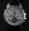 promoción! 1 unids envío gratis JARAGAR Luxury Rose oro negro dial Tourbillon automático reloj de cuero mecánico