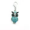 Hot Brand New Fashion Floating Charm lega moschettone strass 5 colori gufo pendenti con ciondoli accessori per gioielli