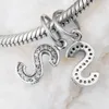 Brev S dangle med Clear CZ 019 100% 925 Sterling Silver Pärlor Passa Pandora Charms Armband Autentiska DIY Fashion Smycken