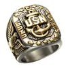 Wysokiej jakości funkcjonariusze US Navy Ring USN Pierścienie wojskowe Kotwica Eagle Men's Retro Gold Star Jewelry w stali nierdzewnej