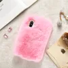 Cute Warm Rabbit Fur Case For iPhone 5 5S SE 6 6S 7 8 Plus Case Hard PC Cover For iPhone X 10 Bling Diamond Women Bag Case