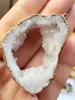 6 peças banhado a ouro cor branca natureza quartzo druzy geode conector drusy cristal gem pedra pingente contas joias find23432745317782