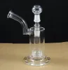 D020-D 9 Inches bubbler glass bong sidecar percolator water smoking pipe handmade two functions