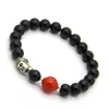 Hot Sale Smycken Natural Black Agate Stone Pärlor Antik Silver Buddha Yoga Meditation Armband för män och kvinnors gåva