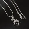 Free shipping fashion high quality 925 silver Crown Dolphins with diamond jewelry 925 silver necklace Valentine's Day holiday gifts hot 1629