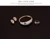 Fashion Classic Design Wedding 18K Gold Plated Rose Shape Crystal Necklace Bangle Earring Ring Jewelry Set