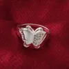 Gratis verzending nieuwe 925 sterling zilveren mode-sieraden vlinder met kristallen ring heet verkoop meisje cadeau 1481