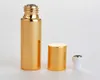 100PC / LOT FAST SPACK 10 ml Metal Roller Refillerbar flaska för eteriska oljor UV-rullade glasflaskor Guld silverfärger