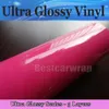 Premium Rose Pink 3 -lager Gloss Vinyl Wrap High Glossy Car Wrap Film med luft Bubble Free Vehicle Wrap som täcker folie Storlek: 1,52*20M/Roll 5x65ft lågt klibblim