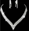 Billiga bröllop brud smycken sätter tjejer örhängen halsband kristaller formella julparty rhinestones tillbehör topp som säljer yk566