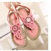 Plus storlek platt kristall sandaler sommarskor strand sandaler damer blomma rhinestone flip flops för kvinnor Bohemian sandals storlek 35 till 40 41