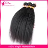 9A Malaysian Kinky Straight Hair 3PcsLotCoarse Yaki Hair WeftsNatural Black Afro Kinky Straight Weave Italian Yaki Human Hair B1049853