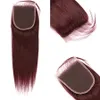 99J Bourgogne brasiliansk jungfruhårväv med stängning 4st Lot Wine Red Silky Straight Human Hair 3 Bunds med 4x4039039 5173223