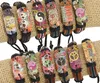 Mixed order 100% genuine leather bracelet love Peace sign Butterfly skull pattern Hemp rope adjustable bracelet 20pcs/lot