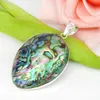 Luckyshine Handmade Owalne Naturalne Abalone Shell Gemstone 925 Silver Wisiorek Naszyjnik Biżuteria Moda Akcesoria