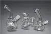 Tjock Mini Travel Små glas Vatten Bongs Mini Rökning Pipor Drop Down Recycer Rigs Oil Beaker Bowl Downstem Bubbler Perc 14mm 10mm