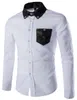 Wholesale-2016 New Arrive Fashion Solid Men Dress Shirts Hot Sale Full Sleeve Formal Black White Men Shirt 13CS18