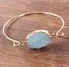 Moda druzy drusy pulsera chapado en oro oval Irregular imitar pulsera de piedra natural brazalete para mujer joyería