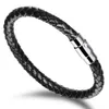 Bracelet tressé en cuir pour hommes fait à la main avec fermoir magnétique en acier inoxydable Bracelet manchette en cuir tressé simple cadeaux pour lui