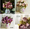 Artificielle Bouquet pivoine 48cm / 18,8 pouces fleurs en soie Simulation européenne Pivoine Fleur avec Hydrangea Fleur de mariage Décor SP0 Centerpieces