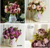 Sztuczna Peonia Bunch 48cm / 18,8 cal Silk Flowers Symulacja Europejskiej Piwonia Kwiat Z Hortensja Kwiat Dla Wedding Centerpieces Decor Sp0