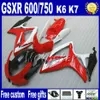 Jogo de carenagem ABS para SUZUKI GSXR 600 750 06 07 K6 peças motobike preto branco GSX-R 600/750 2006 2007 carenagens