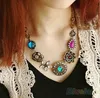 Rétro Vintage Style Européen Magnifique Autriche Turquoise Cristal Fleurs Bib Déclaration Collier pour la Fête De Mariage 045I