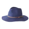 Wholesale-New dome Rolled Pure Wool Winter Women Fedora Hats Fashion Stetson Hats Fedoras With Belt