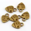 Mini Coração "Viva o sonho" encantos pingentes para jóias fazendo pulseira Colar DIY acessórios 9x12.5 mm Antique Bronze 250 PCS