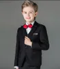 Un bouton Garçon Tuxedos Peak Lapel Enfants Costume Bleu Royal / Rouge / Noir Enfant Mariage / Costumes De Bal (Veste + Gilet + Pantalon + Noeud Papillon + Chemise) NH1