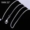 20st/Lot 925 Sterling Silver 1mm Box Chain Halsband 16 "/18"/20 "/22"/24 "för hängsmycken